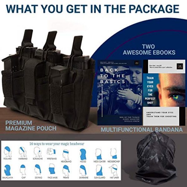 Antila Tactical Pouch 7 Antila Excelling Magazine Pouch for Pistol and Gun - High Speed, Secure and Durable. Bandana and 2 Great Ebooks Included