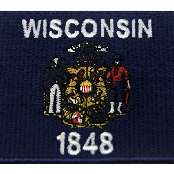 EmbTao Airsoft Morale Patch 2 Wisconsin State Flag Embroidered Emblem Iron On Sew On WI Patch