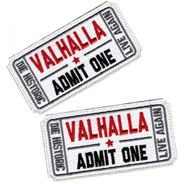 QTao Airsoft Morale Patch 1 QTao UPA153 Ticket to Valhalla Admit One Die Historic Live Again Half Embroidered Tactical Morale Patches (Embroidered c)