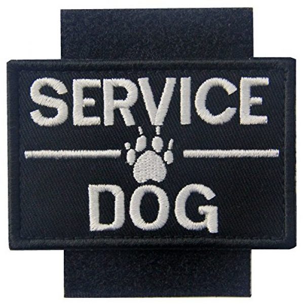 Rocking Planet Airsoft Morale Patch 3 Service Dog with Tracker Paw Embroidered Applique Morale Hook & Loop Patch - White