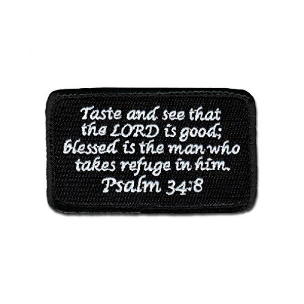 BASTION Airsoft Morale Patch 1 BASTION Morale Patches (Psalm 34:8, BNW) | 3D Embroidered Patches with Hook & Loop Fastener Backing | Well-Made Clean Stitching | Christian Patches Ideal for Tactical Bag, Hats & Vest