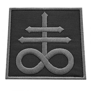 LEGEEON Airsoft Morale Patch 1 LEGEEON Subdued Leviathan Cross Crux Satanus Satan Demon Symbol Morale Embroidered Fastener Patch