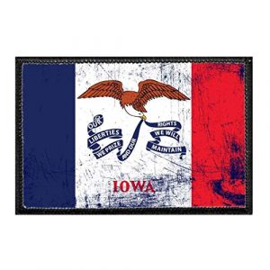P PULLPATCH Airsoft Morale Patch 1 Iowa State Flag - Color - Distressed Morale Patch | Hook and Loop Attach for Hats, Jeans, Vest, Coat | 2x3 in | by Pull Patch