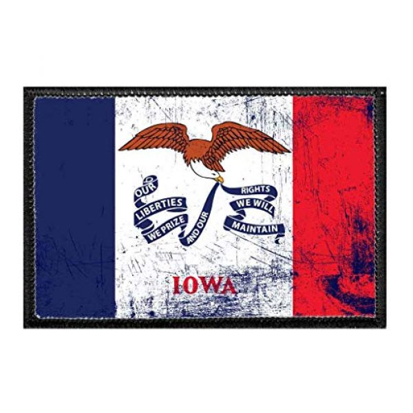 P PULLPATCH Airsoft Morale Patch 1 Iowa State Flag - Color - Distressed Morale Patch | Hook and Loop Attach for Hats, Jeans, Vest, Coat | 2x3 in | by Pull Patch