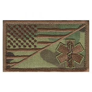LEGEEON Airsoft Morale Patch 1 LEGEEON Multicam EMS EMT Star of Life USA Flag Paramedic Medical Morale Tactical Army Gear Hook&Loop Patch