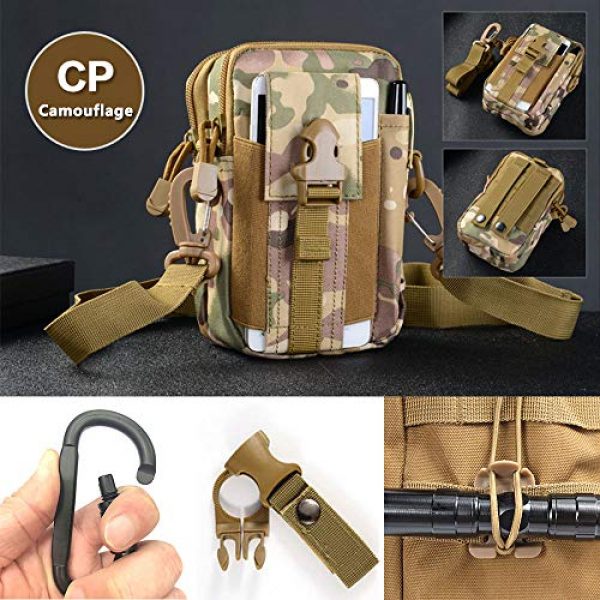 Ecango Tactical Pouch 2 Tactical Molle Pouch Multipurpose EDC Waist Bag Outdoor Compact Water-Resistant Utility Gadget Organizer with Shoulder Strap, Carabiner Clip, Key Ring, Water Bottle Carrier and Web Dominators