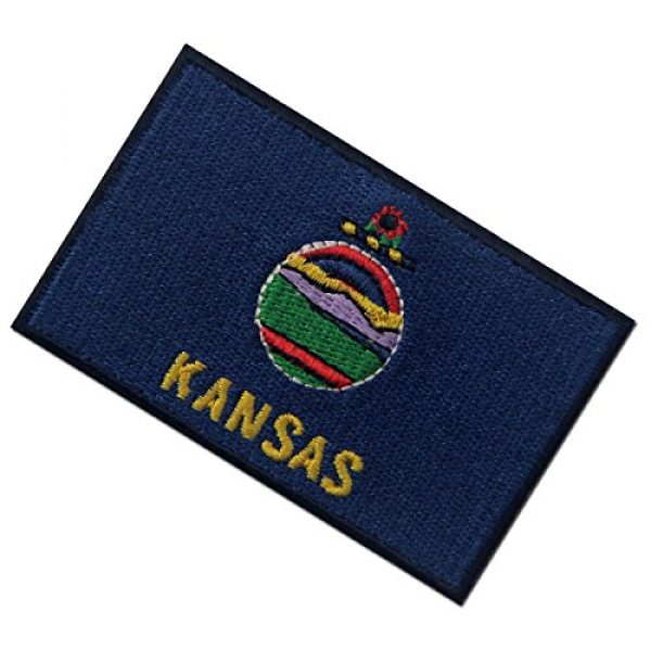 EmbTao Airsoft Morale Patch 4 Kansas State Flag Embroidered Emblem Iron On Sew On KS Patch