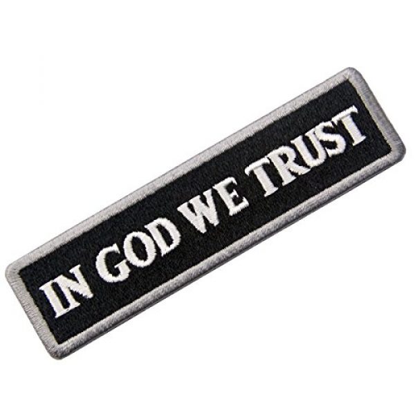 EmbTao Airsoft Morale Patch 3 EmbTao in GOD We Trust Embroidered Tactical Morale Iron On Sew On Patch - White & Black