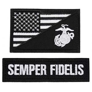 ELLEWIN Airsoft Morale Patch 1 ELLEWIN USA Marine Corps USMC Patch Semper Fidelis Embroidery Patch Military Tactical Morale Badge Patch Hook and Loop