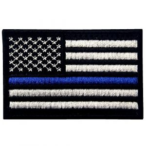 EmbTao Airsoft Morale Patch 1 Tactical Embroidered Thin Blue Line USA Flag Fastener Hook & Loop Patch