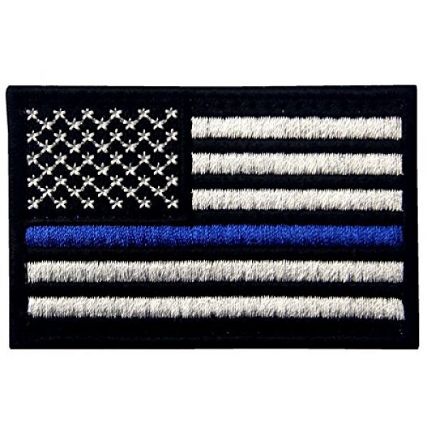 EmbTao Airsoft Morale Patch 1 Tactical Embroidered Thin Blue Line USA Flag Fastener Hook & Loop Patch