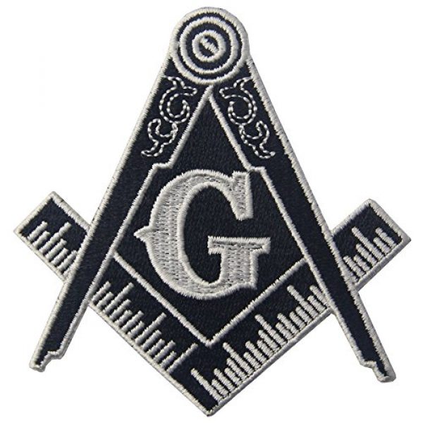 Rocking Planet Airsoft Morale Patch 1 Masonic Logo Emblem Embroidered Freemason Iron On Sew On Patch - White & Black