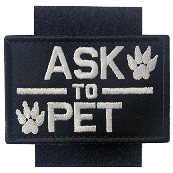 Rocking Planet Airsoft Morale Patch 3 Service Dog Ask to Pet Tactical Embroidered Morale Hook & Loop Patch - White