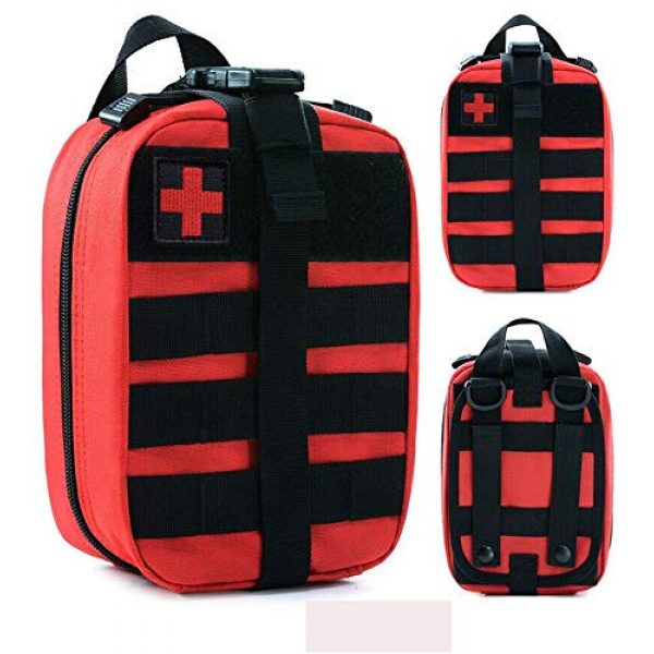 common Tactical Pouch 4 Red Tactical First Aid Kit Survival Molle Rip-Away EMT Pouch Bag IFAK Medical US
