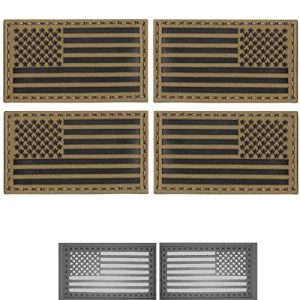 Tactical Freaky Airsoft Morale Patch 1 Tactical Freaky Bundle Set of 4 Coyote Brown Infrared IR USA American Flags Forward Reversed Morale Fastener Patches