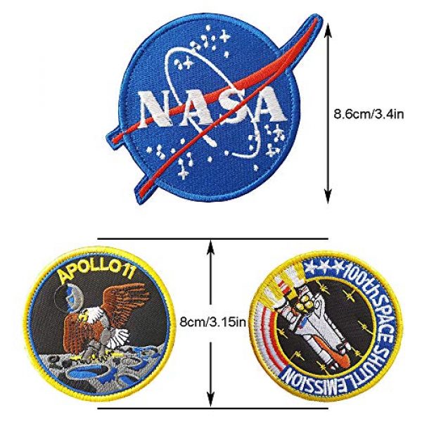 CN11011 Airsoft Morale Patch 2 6 Pieces NASA Patches Hook and Loop Backing Tactical Us Flag NASA Logo 100th Space Shuttle Mission with Sew On Morale Lot Military Embroidered Patches Tactical Flag Patch