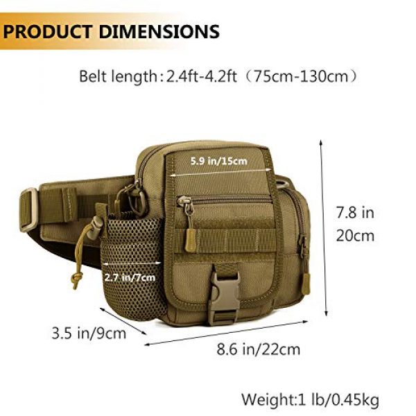 Protector Plus Tactical Pouch 6 Protector Plus Tactical Fanny Pack with Mesh Water Bottle Holder Pouch Military Running Waist Bag Hip Belt MOLLE Army Lumbar Gear Pocket Sling Shoulder Crossbody Messenger Bags (Patch Included)