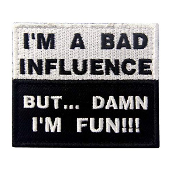 Antrix Airsoft Morale Patch 1 Antrix I'm A Bad Influence But Damn I'm Fun Hook and Loop Fastener Emblem Patch Embroidered Funny Badge Morale Patch -3.15"x2.5"