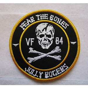 Embroidered Patch Airsoft Morale Patch 1 VF-84 Jolly Rogers"Fear The Bones" 3D Tactical Patch Military Embroidered Morale Tags Badge Embroidered Patch DIY Applique Shoulder Patch Embroidery Gift Patch