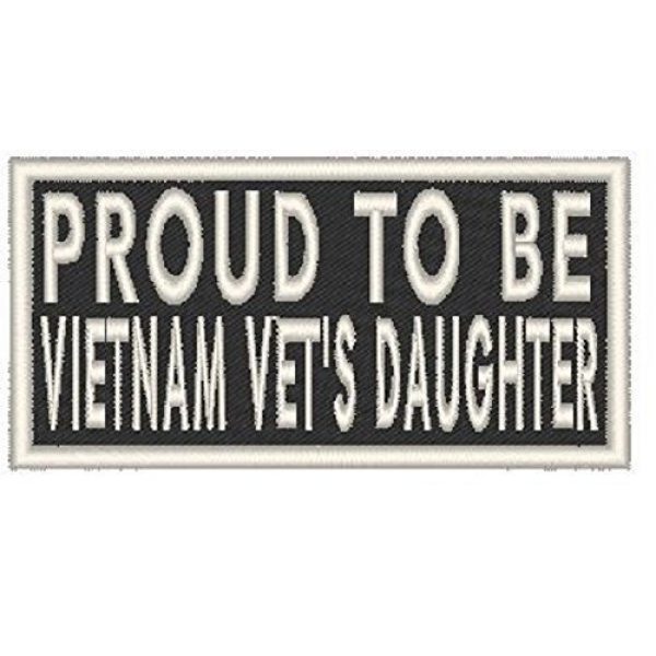 Fast Service Designs Airsoft Morale Patch 1 Proud to BE Vietnam VET'S Daughter Patch with Hook & Loop Patriotic Morale MC Biker Emblem. Black & White Version. White Border #02