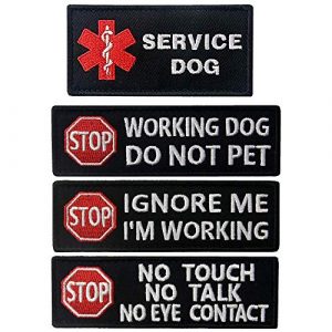 ODSP Airsoft Morale Patch 1 Service Dog No Touch No Talk, Ignore Me I'm Working, Do Not Pet Tactical Military Morale Embroidered Patches with Fastener Hook and Loop Backing