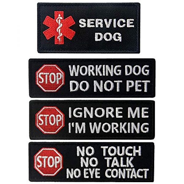 ODSP Airsoft Morale Patch 1 Service Dog No Touch No Talk, Ignore Me I'm Working, Do Not Pet Tactical Military Morale Embroidered Patches with Fastener Hook and Loop Backing