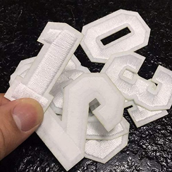 Jacknb Airsoft Morale Patch 4 White Iron On Numbers Patches Sew On Applique Patches 0-9 Ironed On Numbers Embroidered Patch DIY Badge Decorative Repair Patches for Clothes Hats Clothing Backpacks Shirts Shoes