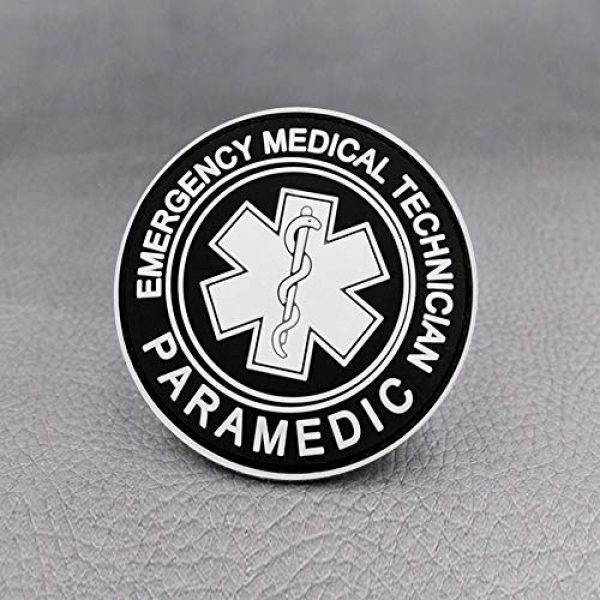Morton Home Airsoft Morale Patch 3 Morton Home EMT Paramedic Emergency Medical Technician Patch EMT Star of Life Tactical Patch 3D PVC Tactical Morale Badge Rubber Hook and Loop Fastener Patch 3.15 Inch Diameter (White)