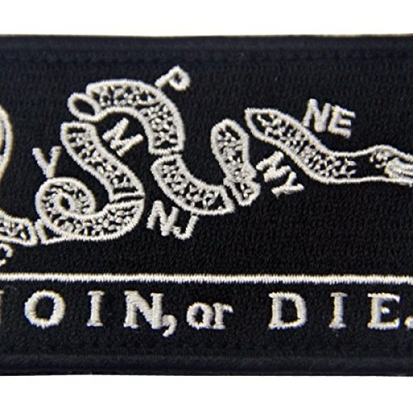 EmbTao Airsoft Morale Patch 2 Join Or Die Tactical Embroidered Morale Applique Fastener Hook&Loop Patch - Black