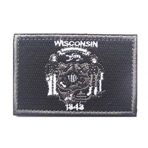 Tactical Embroidery Patch Airsoft Morale Patch 1 State Flag of Wisconsin Embroidery Patch Military Tactical Morale Patch Badges Emblem Applique Hook Patches for Clothes Backpack Accessories