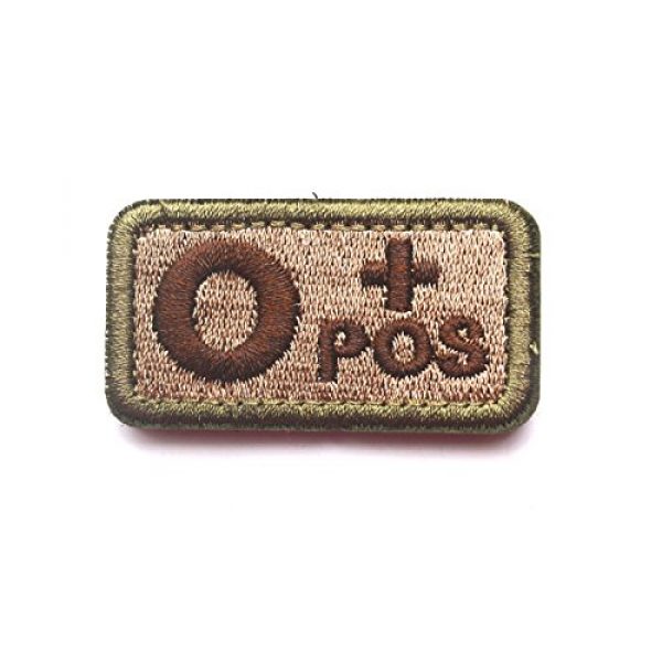 Monte Everest Airsoft Morale Patch 2 Tactical Blood Type O+ Positive POS Hook and Loop Patch Embroidered Morale Military Badge for Outdoors (Coyote Brown O+)
