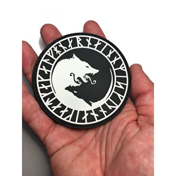 Empire Tactical USA Airsoft Morale Patch 2 The Black Viking Berserker/Ulfhednar NO Mercy, ONLY Violence Wolf Rune PVC 3.5" Tactical Morale Patch (Hook/Loop)