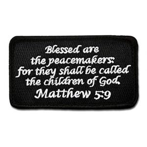 BASTION Airsoft Morale Patch 1 BASTION Morale Patches (Matthew 5:9, Black) | 3D Embroidered Patches with Hook & Loop Fastener Backing | Well-Made Clean Stitching | Christian Patches Ideal for Tactical Bag, Hats & Vest