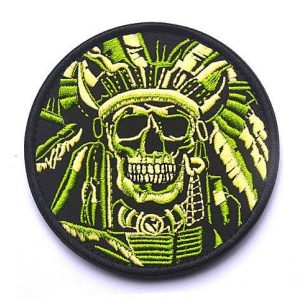 Embroidery Patch Airsoft Morale Patch 1 Death Skull Warrior Indian Chief Military Hook Loop Tactics Morale Embroidered Patch (color1)