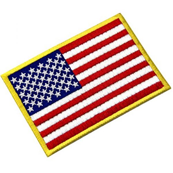 EmbTao Airsoft Morale Patch 3 American Flag Patches Embroidered Gold Border USA United States of America Military Uniform Fastener Hook & Loop Emblem
