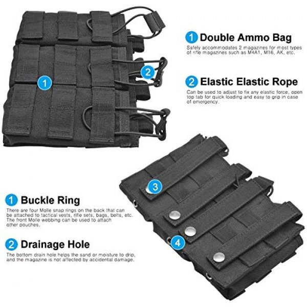 Onepin Tactical Pouch 2 Triple Magazine PouchMolle Open-Top Mag Pouch for M4, M16 Magazine Attaches to Tactical Vests, Rifle Cases, Backpacks - Holds 3 Mags