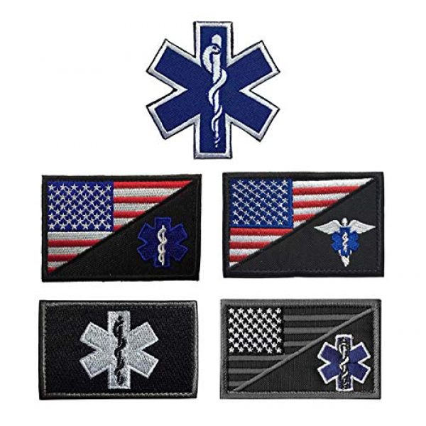Antrix Airsoft Morale Patch 1 Antrix 5 Pieces US USA Flag/EMT Star of Life EMT EMS Paramedic Medic Medical Aid Cross Patch Military Badge Emblem Medical Care Patch Hook & Loop Tactical America Medic Emblem Military Patches