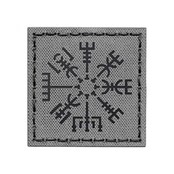 Tactical Freaky Airsoft Morale Patch 1 IR Wolf Gray Vegvisir Viking Norse Heathen 2x2 Grey IFF Tactical Morale Touch Fastener Patch