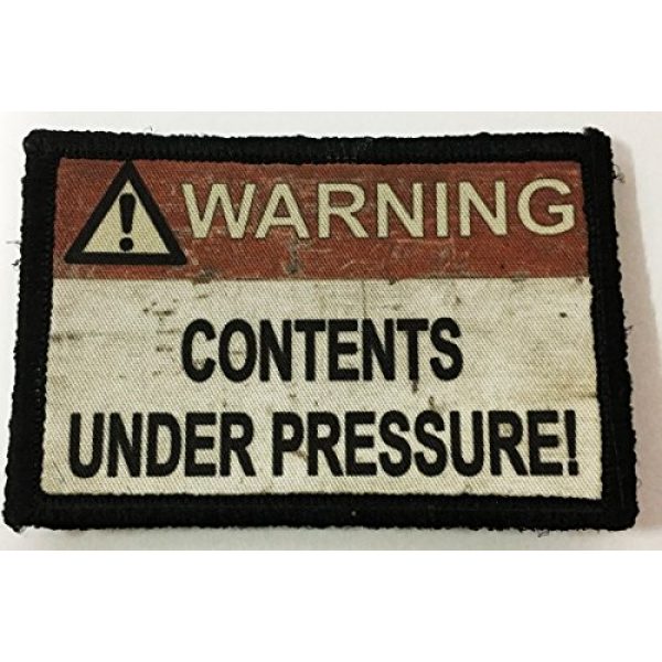 RedheadedTshirts Airsoft Morale Patch 1 Warning: Contents Under Pressure Morale Patch. Perfect for your Tactical Military Army Gear, Backpack, Operator Baseball Cap, Plate Carrier or Vest. 2x3" Patch. Made in the USA