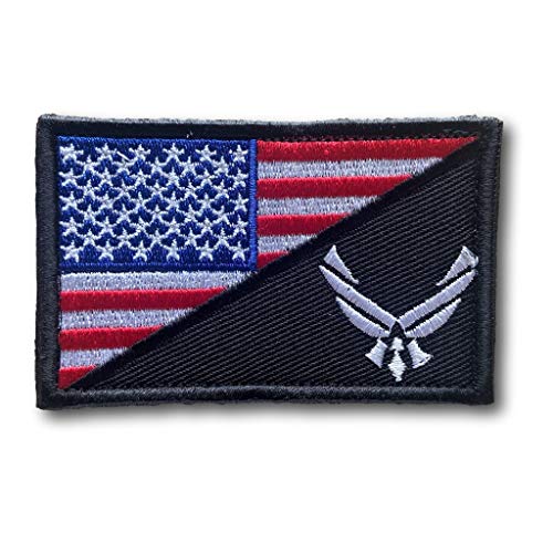 Backwoods Barnaby Airsoft Morale Patch 1 Backwoods Barnaby U.S. Air Force/American Flag USAF Military Morale Patch with Hook & Loop