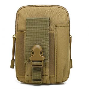 ASkinds Tactical Pouch 1 Tactical Pouch Multipurpose Waist Belt Bag Waterproof Nylon Cell Phone Holster Holder Phone Carrying Case Organizer Security Wallet Purse for Outdoor Men Camping Hiking(Khaki)