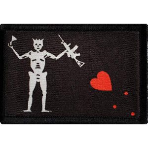 RedheadedTshirts Airsoft Morale Patch 1 AR15 Blackbeard Pirate Flag Morale Patch. 2x3" Hook Patch. Redhaededtshirts Made in The USA