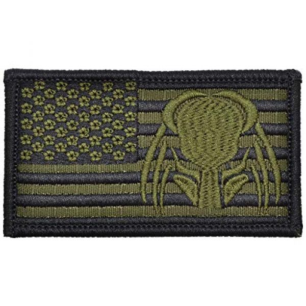 Tactical Gear Junkie Airsoft Morale Patch 1 USA Flag with Superimposed Predator Head - 2x3.5 Patch - Olive Drab
