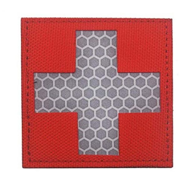 Tactical Embroidery Patch Airsoft Morale Patch 2 Reflective Medical Medic First Aid Red Cross Paramedic IR Tactical Embroidery Patch Hook & Loop Morale Patch Military Patch for Clothing Accessory Backpack Armband (6pcs)