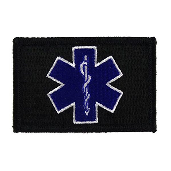 Morale Tags Airsoft Morale Patch 1 EMT Star of Life Tactical Funny Hook and Loop Fully Embroidered Morale Tags Patch (Black White and Blue)