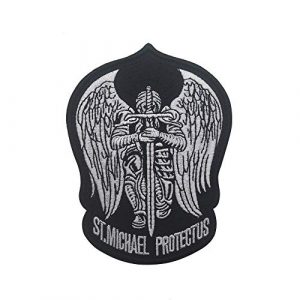 Zhikang68 Airsoft Morale Patch 1 St.Saint Michael Protect Us Modern Morale Embroidered Patch Tactical Military Army Operator Patches Applique for Coat Jacket Gear Cap Hat Backpack