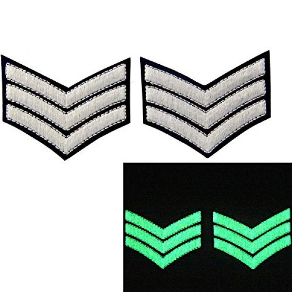 EmbTao Airsoft Morale Patch 2 Glow in Dark Millitary Uniform Chevrons Sergeant Stripes US Army Embroidered Arms Emblem Iron On Sew On Shoulder Patch, Pack of 2