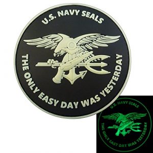 LEGEEON Airsoft Morale Patch 1 LEGEEON Glow Dark US Navy Seals The Only Easy Day was Yesterday DEVGRU Morale PVC Fastener Patch