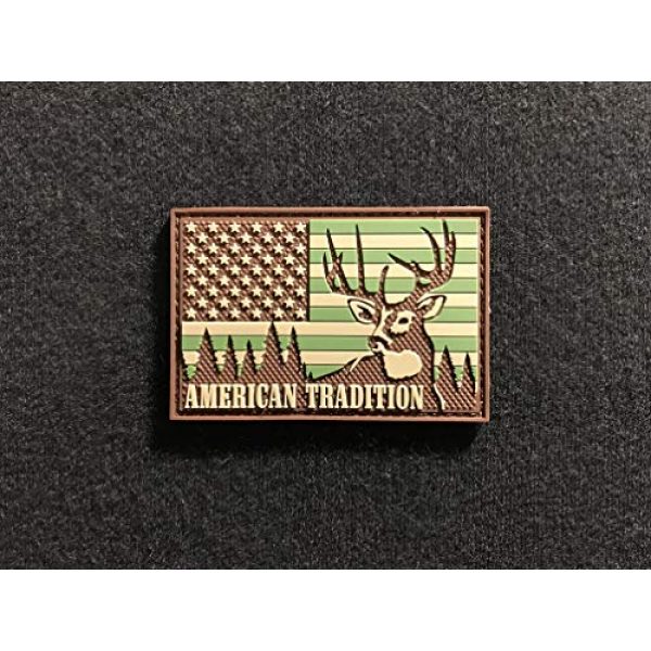 Patriot Patch Company Airsoft Morale Patch 3 Patriot Patch Co - American Tradition - Deer Hunting USA Flag - Patch
