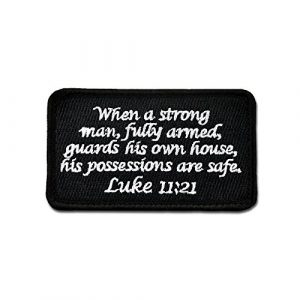 BASTION Airsoft Morale Patch 1 BASTION Morale Patches (Luke 11:21, BNW) | 3D Embroidered Patches with Hook & Loop Fastener Backing | Well-Made Clean Stitching | Christian Patches Ideal for Tactical Bag, Hats & Vest